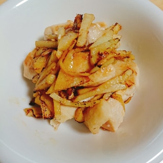 鶏胸肉と生姜の本つゆ炒め
